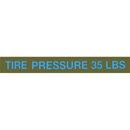 pochoir marquage "TIRE PRESSURE 35 LBS"