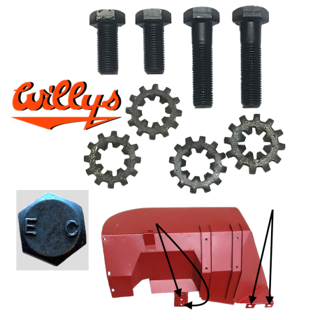 Kit fixation aile droite  sur châssis (complet) - WILLYS