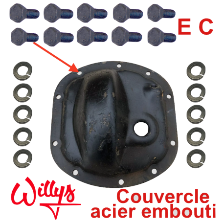 Set vis fixation couvercle carter pont AV / AR - Couvercle embouti