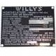 Jeu plaques identification zinc  - Willys